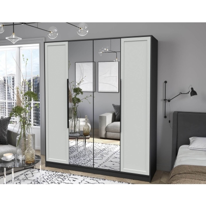 Шкаф распашной Тренд КТ-Ш4 (з) (Антрацит ЛДСП/ Грэй ЛМДФ) Ш1800 В2128 Г547